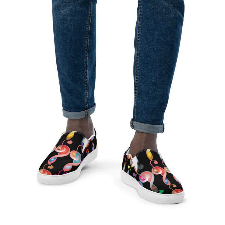Chaussures, tennis en toile, motif "Madras" et "Notes de Music"